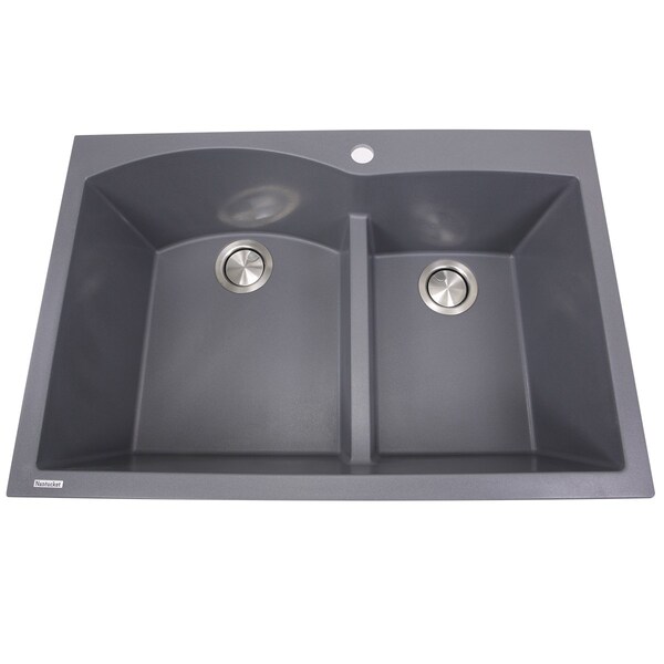 Nantucket Sinks 60/40 Double Bowl Dual-mount Granite Composite Titanium PR6040-TI - main